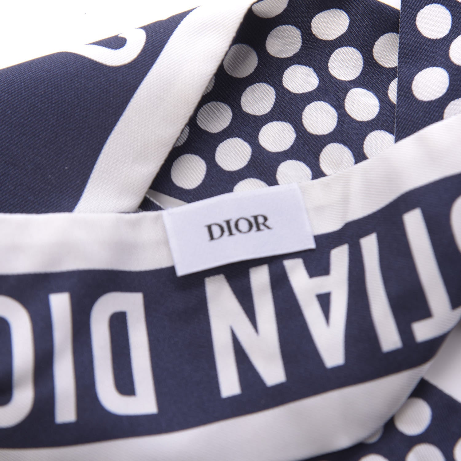 Christian Dior Silk Polka Dot Mitzah Scarf Blue White 3 of 4