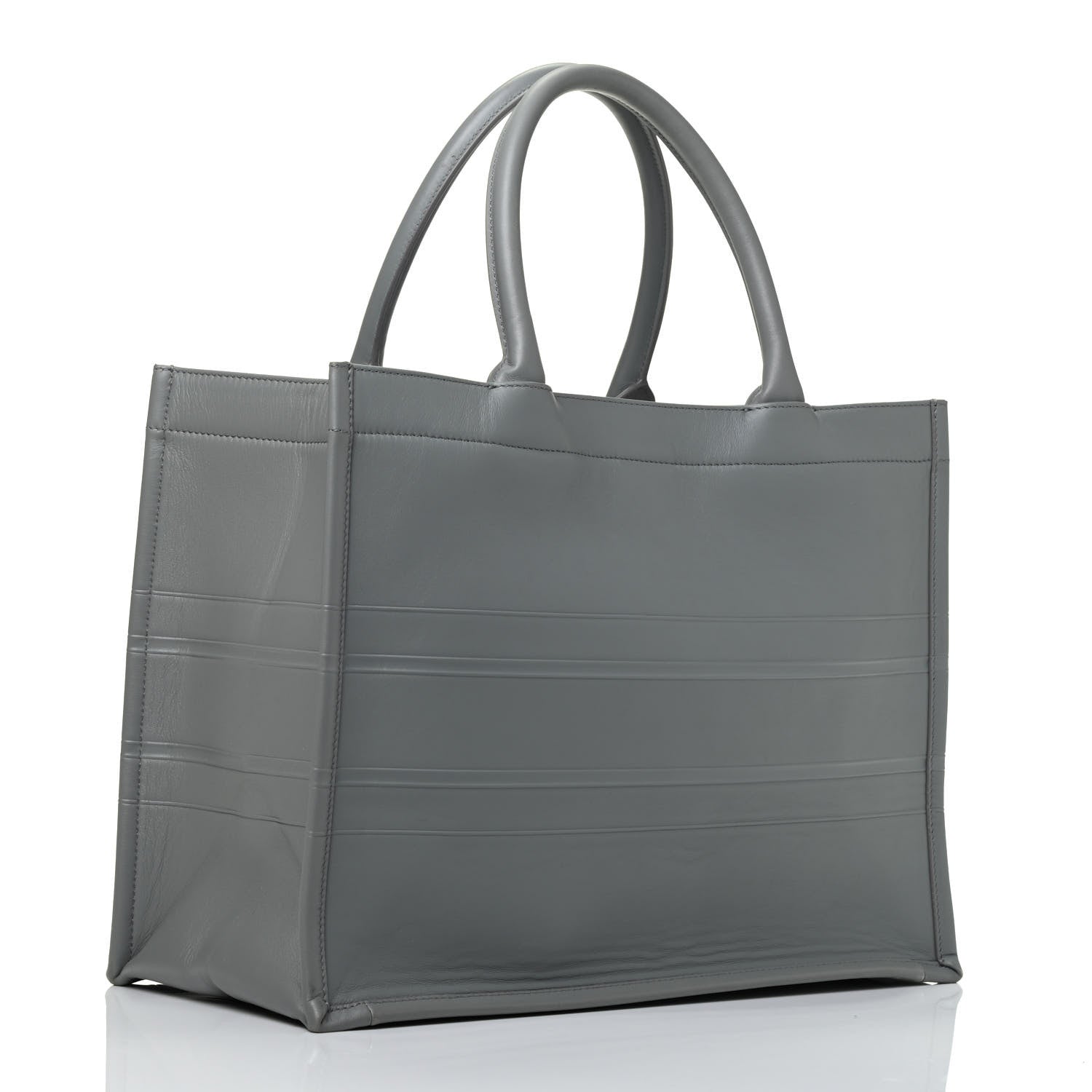 Christian Dior Calfskin Embossed Medium Book Tote Grey Stone 3 of 9