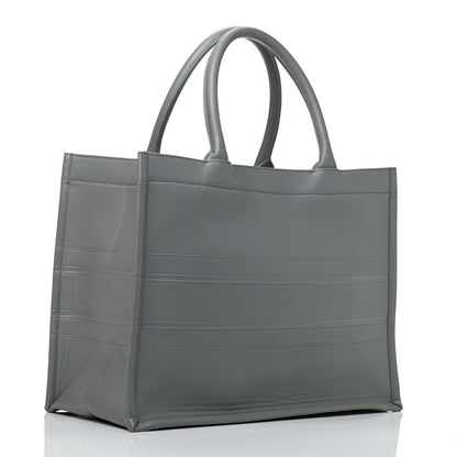 Christian Dior Calfskin Embossed Medium Book Tote Grey Stone 3 of 9