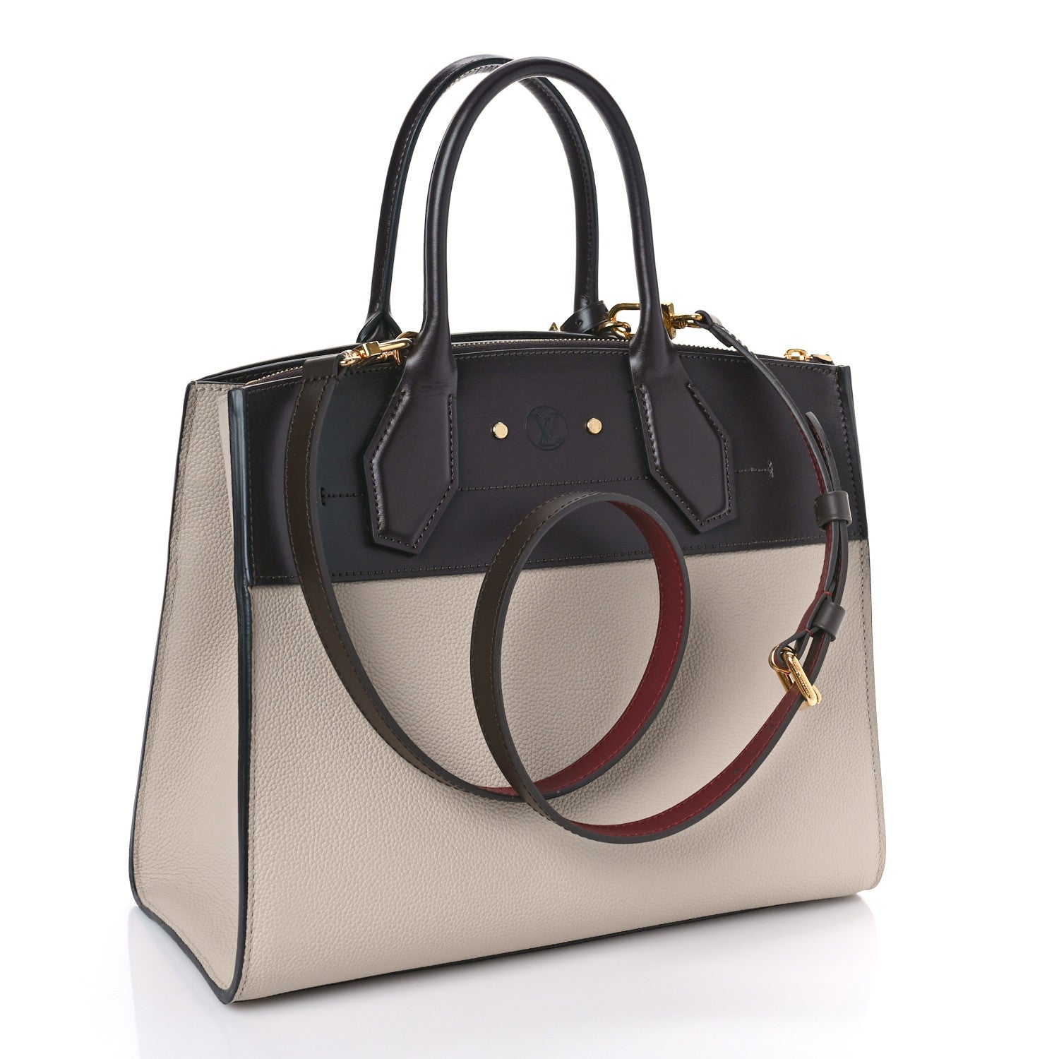 Louis Vuitton Taurillon Calfskin City Steamer MM Grey Bordeaux 3 of 8