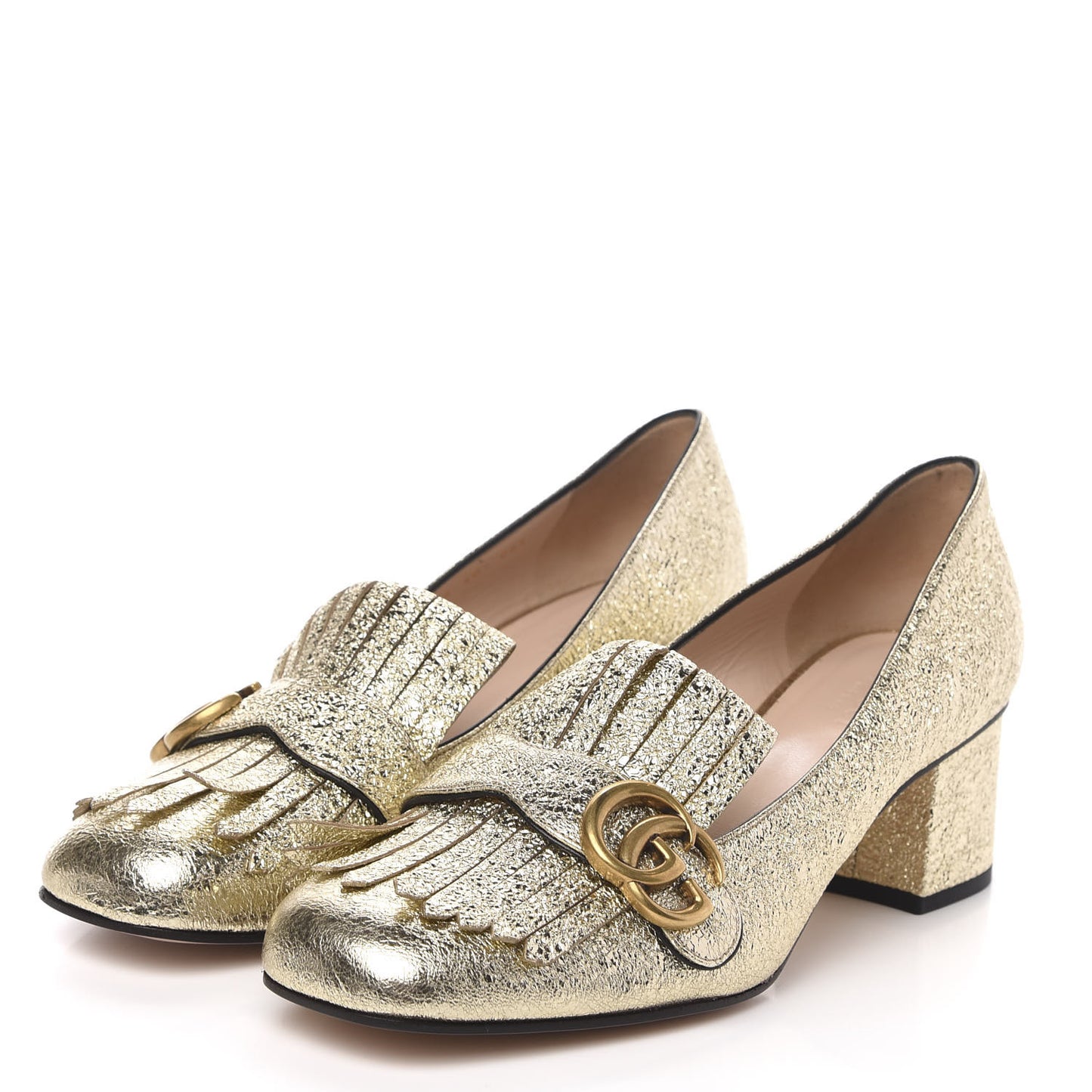 Galassia GG Marmont Fringe 50mm Loafer Pumps 40 Platino