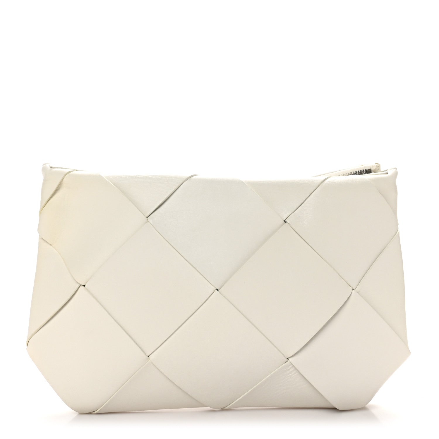 Bottega Veneta Nappa Maxi Blown Up Intrecciato Pouch Clutch Optic White 1 of 7