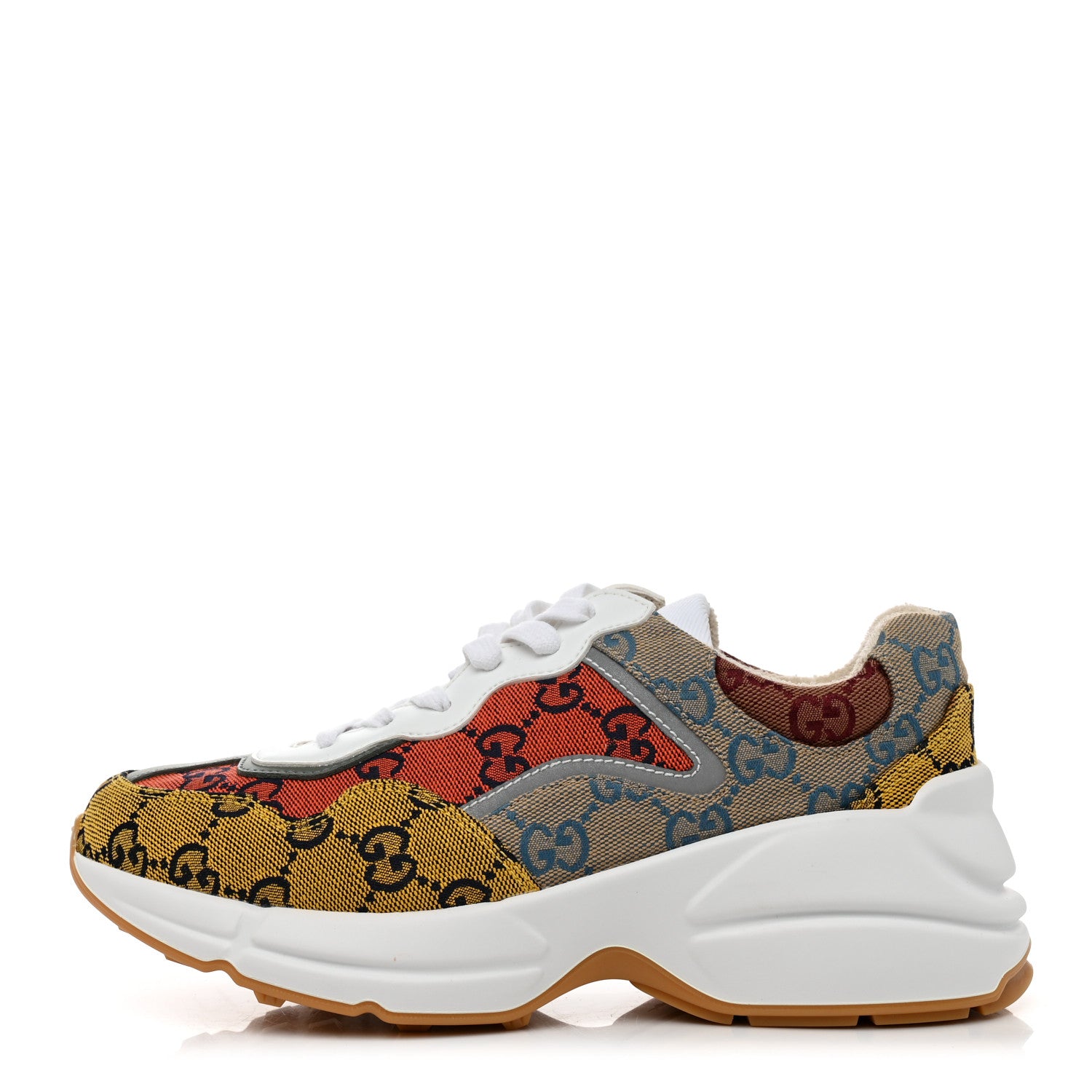 Gucci Monogram Multicolor Demetra Womens Rhyton Sneakers 36.5 Yellow Blue Great White Tabasco 1 of 8