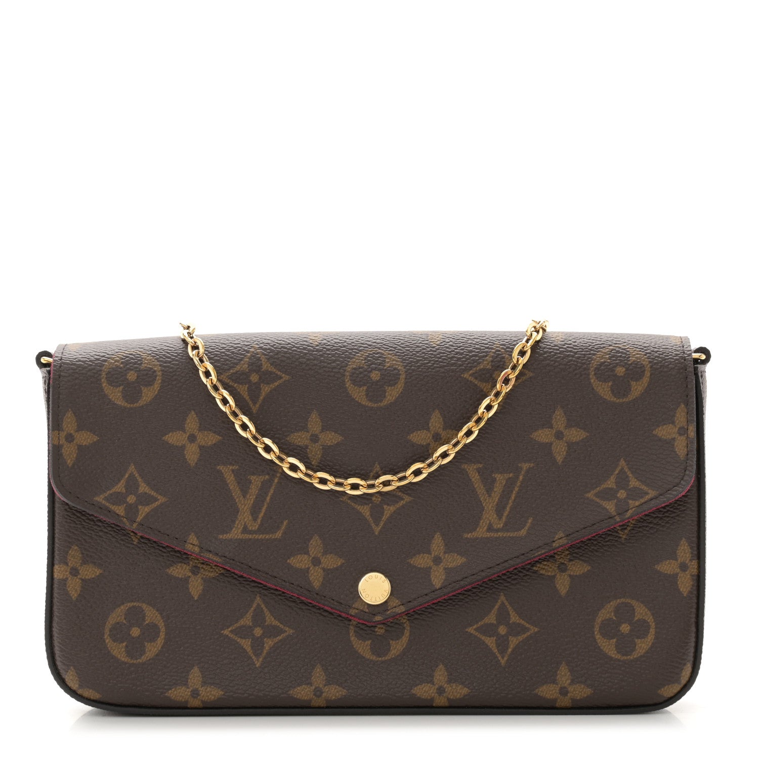 Louis Vuitton Monogram Pochette Felicie Chain Wallet Fuchsia 1 of 10