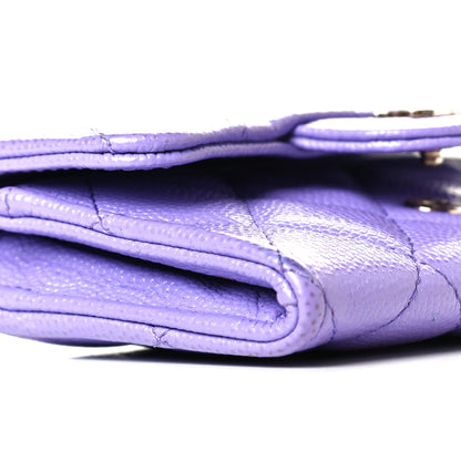 Chanel Caviar Quilted Flap Card Holder Wallet Purple 3 of 6