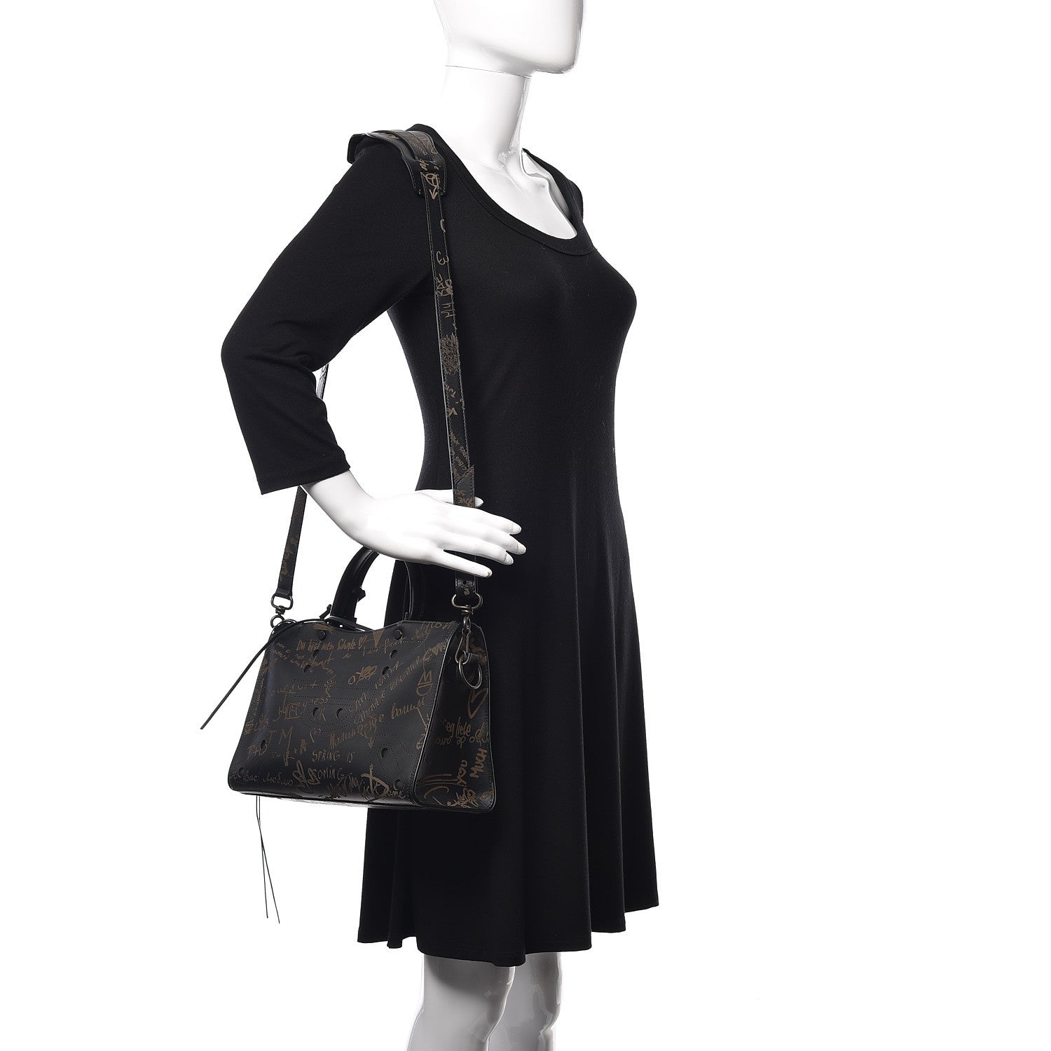 Balenciaga Calfskin Love Perforated Blackout Hardware S City Black 2 of 10
