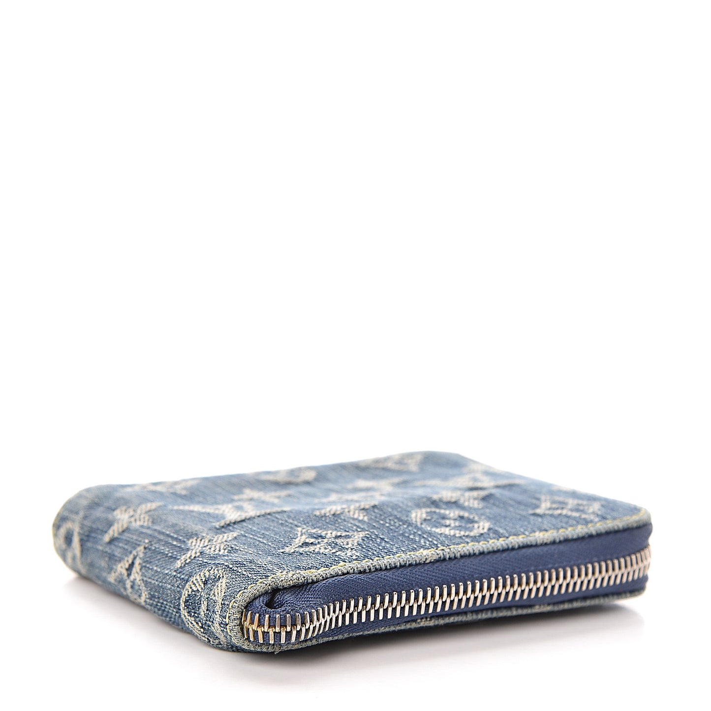 Denim Zip Compact Wallet Blue
