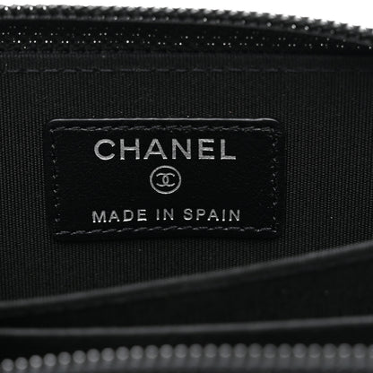 Chanel Caviar Quilted Boy Zip Around Coin Purse Wallet Black 6 of 8
