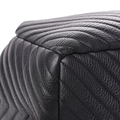 Chanel Deerskin Chevron Large CC Chain Bucket Drawstring Bag Black 14 of 15