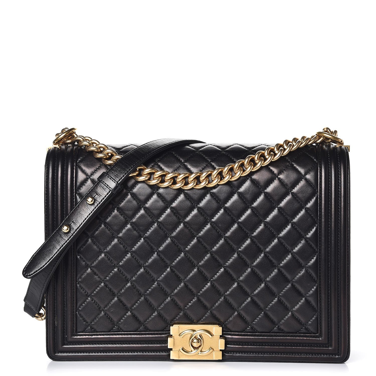 Chanel Lambskin Quilted Large Boy Flap Black 1 of 13