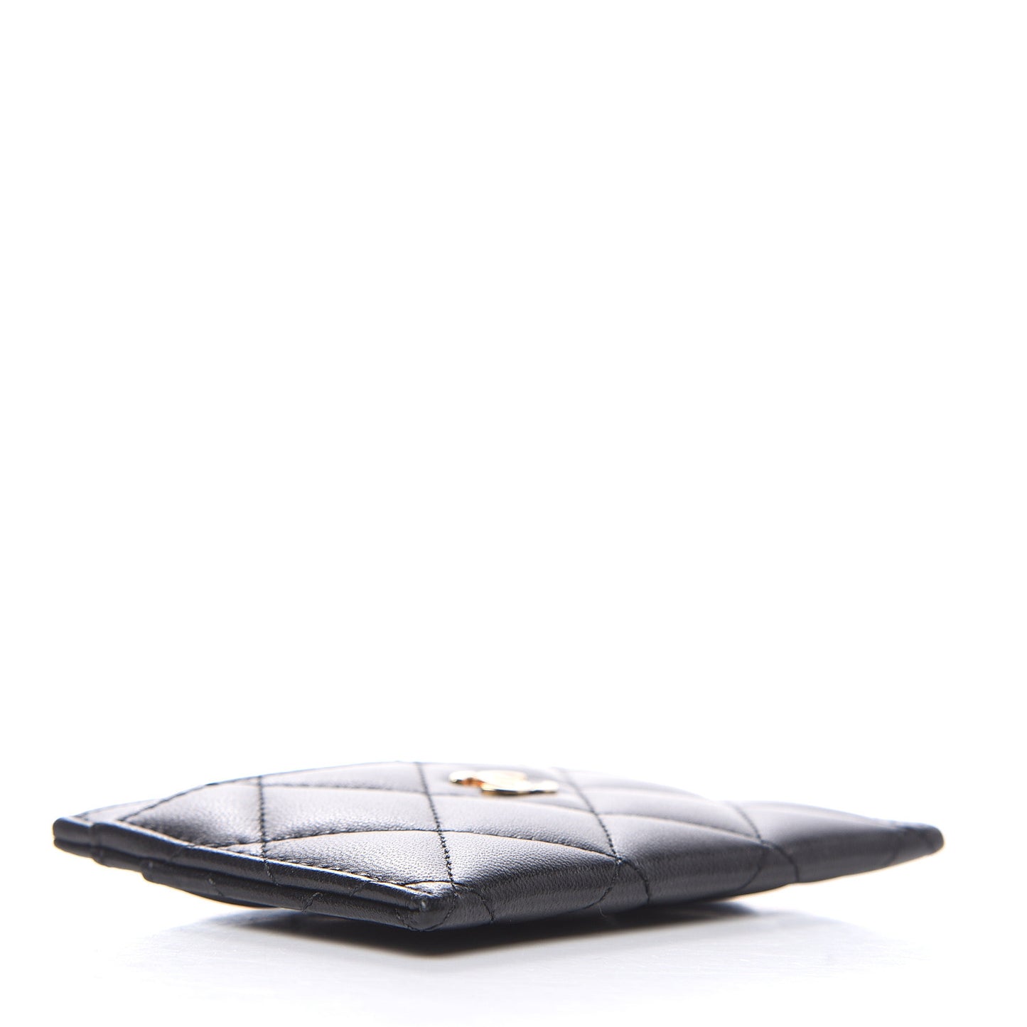 Lambskin Quilted Card Holder Black