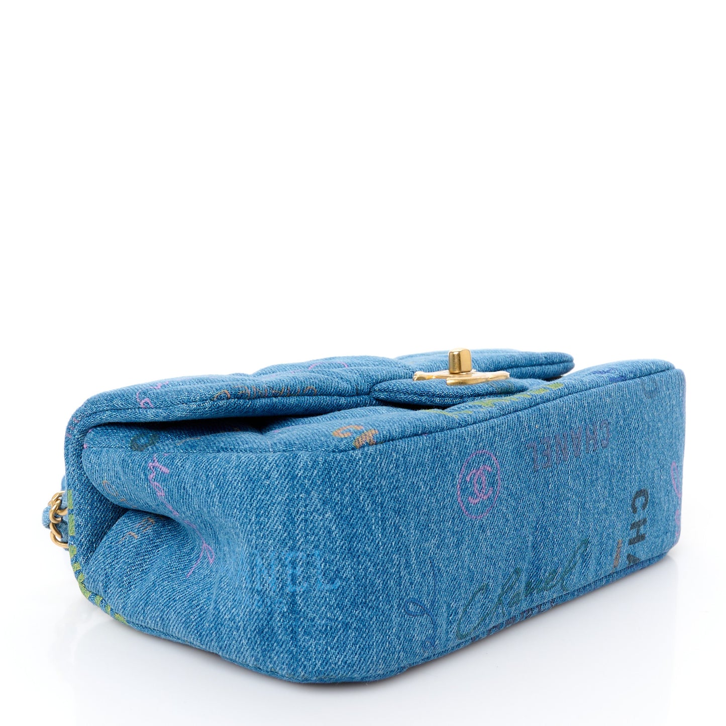 Denim Quilted Mini Denim Mood Rectangular Flap Blue Multicolor