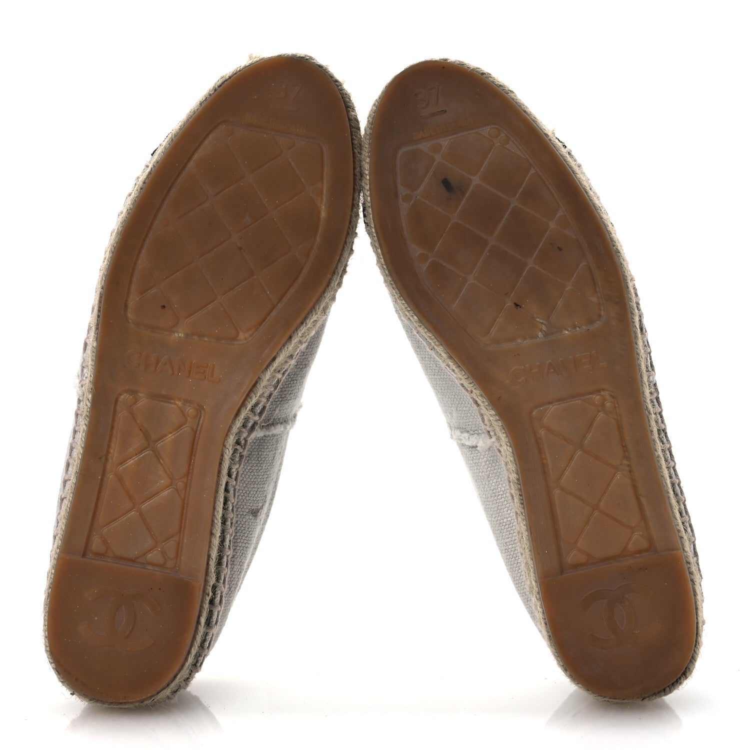 Chanel Linen CC Espadrilles 37 Beige Black 7 of 13