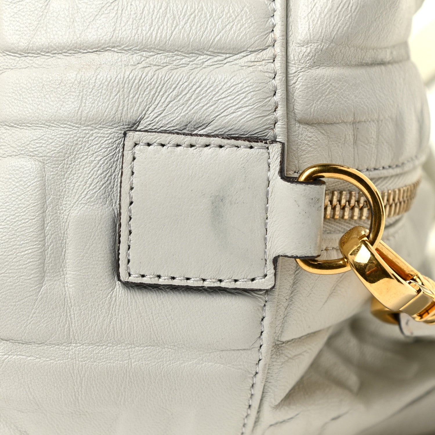Fendi Nappa FF 1974 Embossed Small Boston White 16 of 19