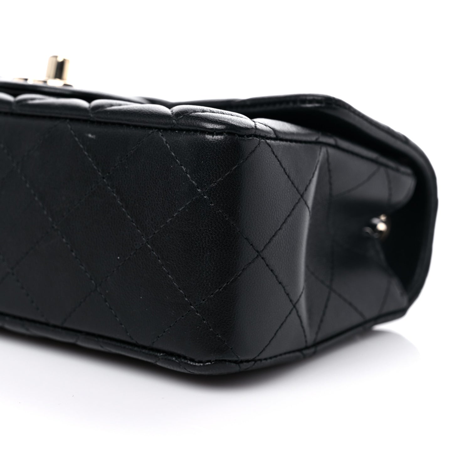 Lambskin Quilted Mini Rectangular Flap Black