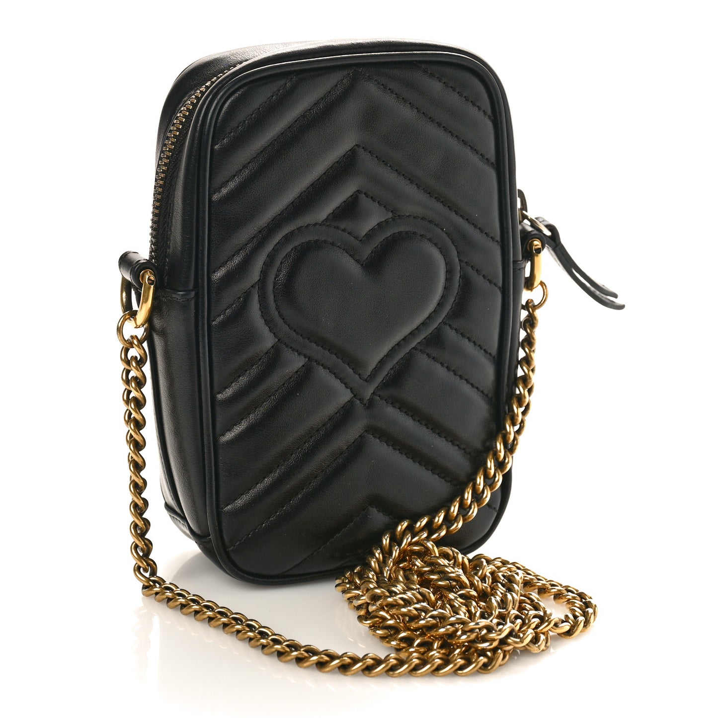Calfskin Matelasse Mini GG Marmont Crossbody Bag Black