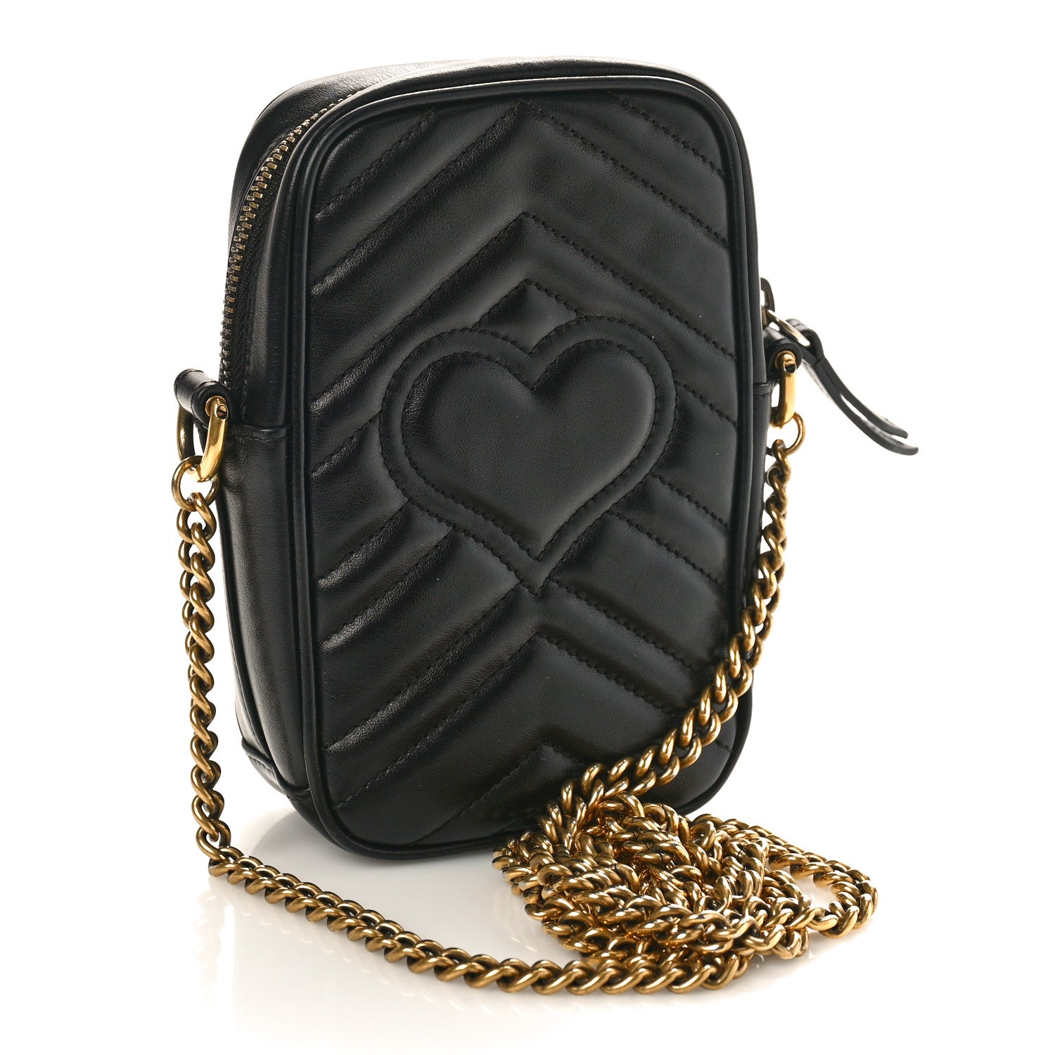 Gucci Calfskin Matelasse Mini GG Marmont Crossbody Bag Black 3 of 10