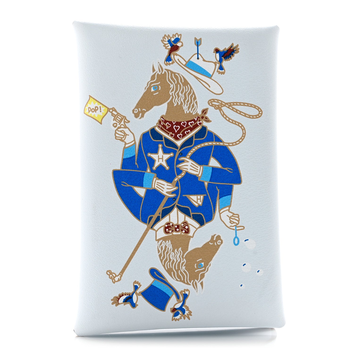 Hermes Swift Printed Cowboy Calvi Card Case Bleu Brume 1 of 8