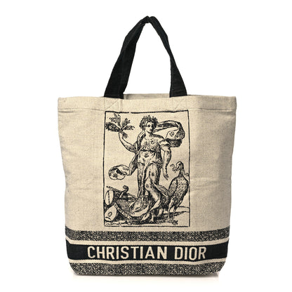 Christian Dior Canvas Print Cruise Tote Ivory Black 1 of 8