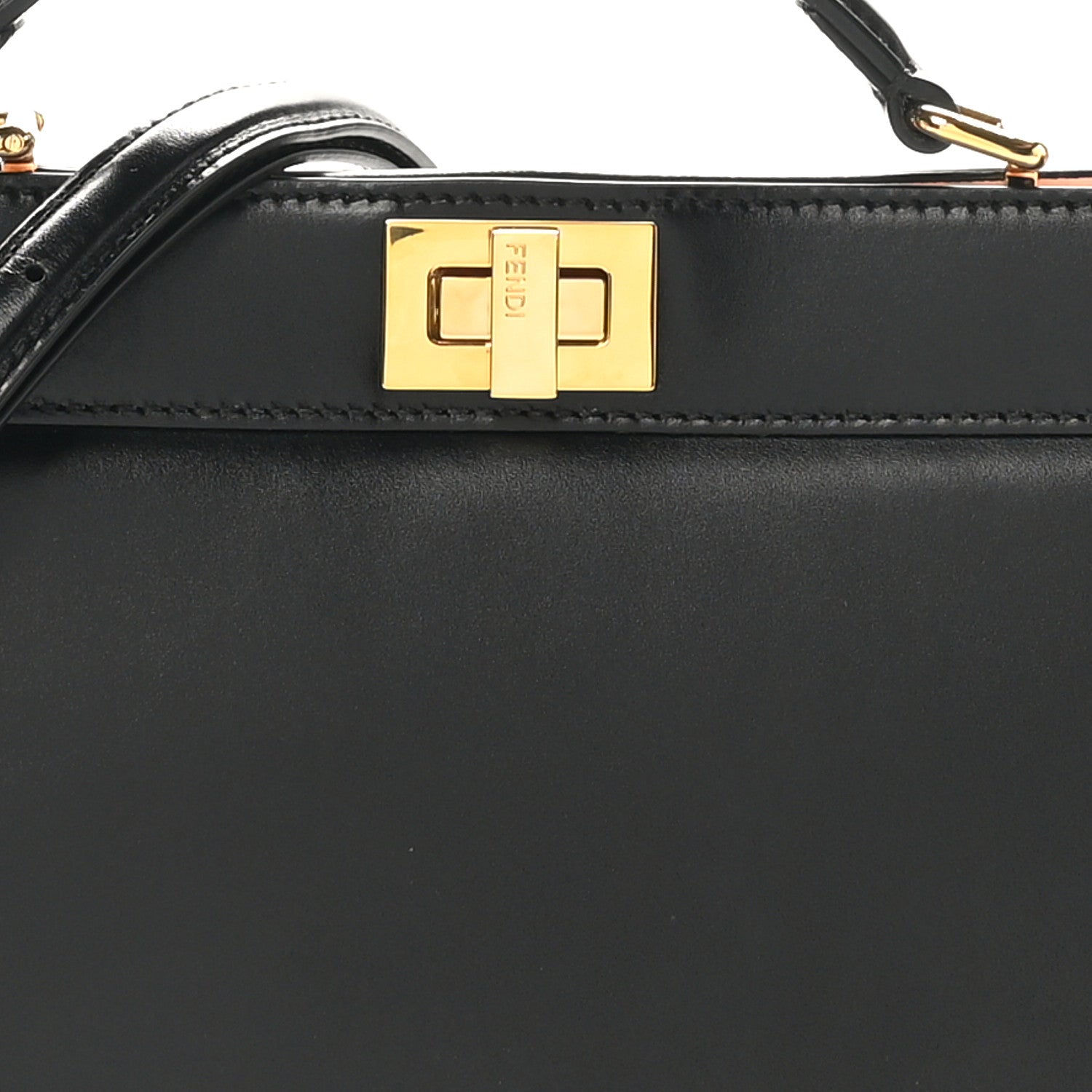 Fendi Vitello King Luxor Shiny Nappa Medium Peekaboo I SEE U East West Satchel Black Light Rose 7 of 9