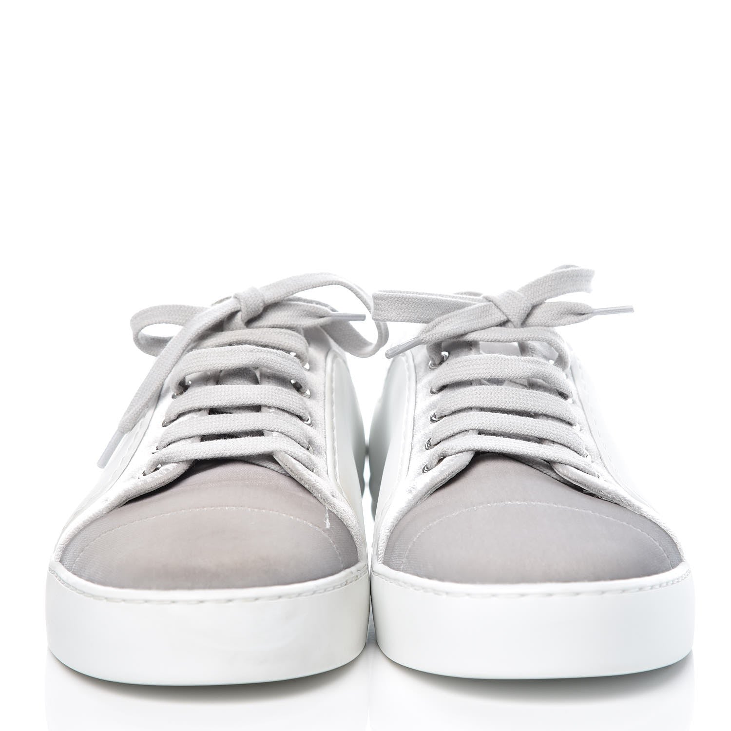 Chanel Calfskin Velvet Womens CC Sneakers 40.5 White Silver 2 of 10