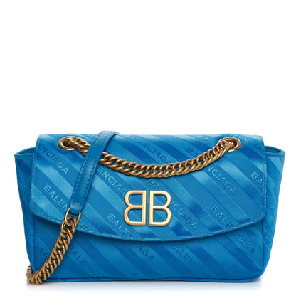 Balenciaga Nylon Jacquard Diagonal Logo S BB Round Shoulder Bag Bleu 1 of 7