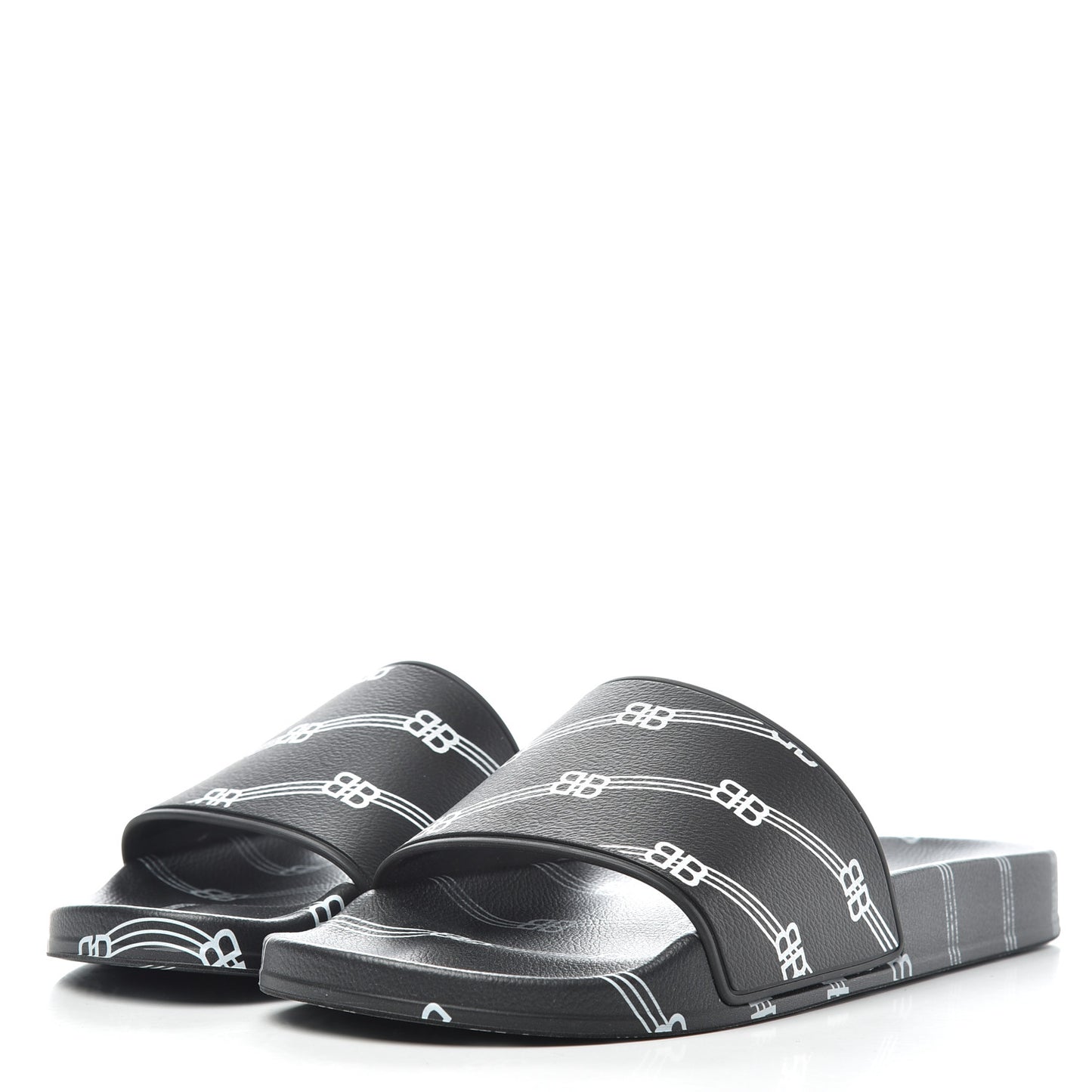 Rubber License Logo Print Mens Pool Slide Sandals 41 Black White