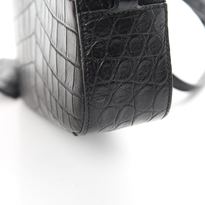 Saint Laurent Calfskin Crocodile Embossed Small Classic Monogram Camera Bag Black 11 of 12