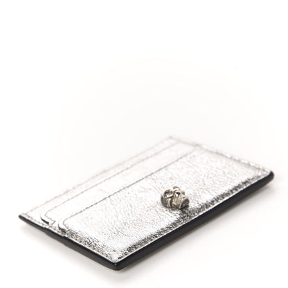 Alexander McQueen Metallic Calfskin Skull Card Holder Silver 4 of 6