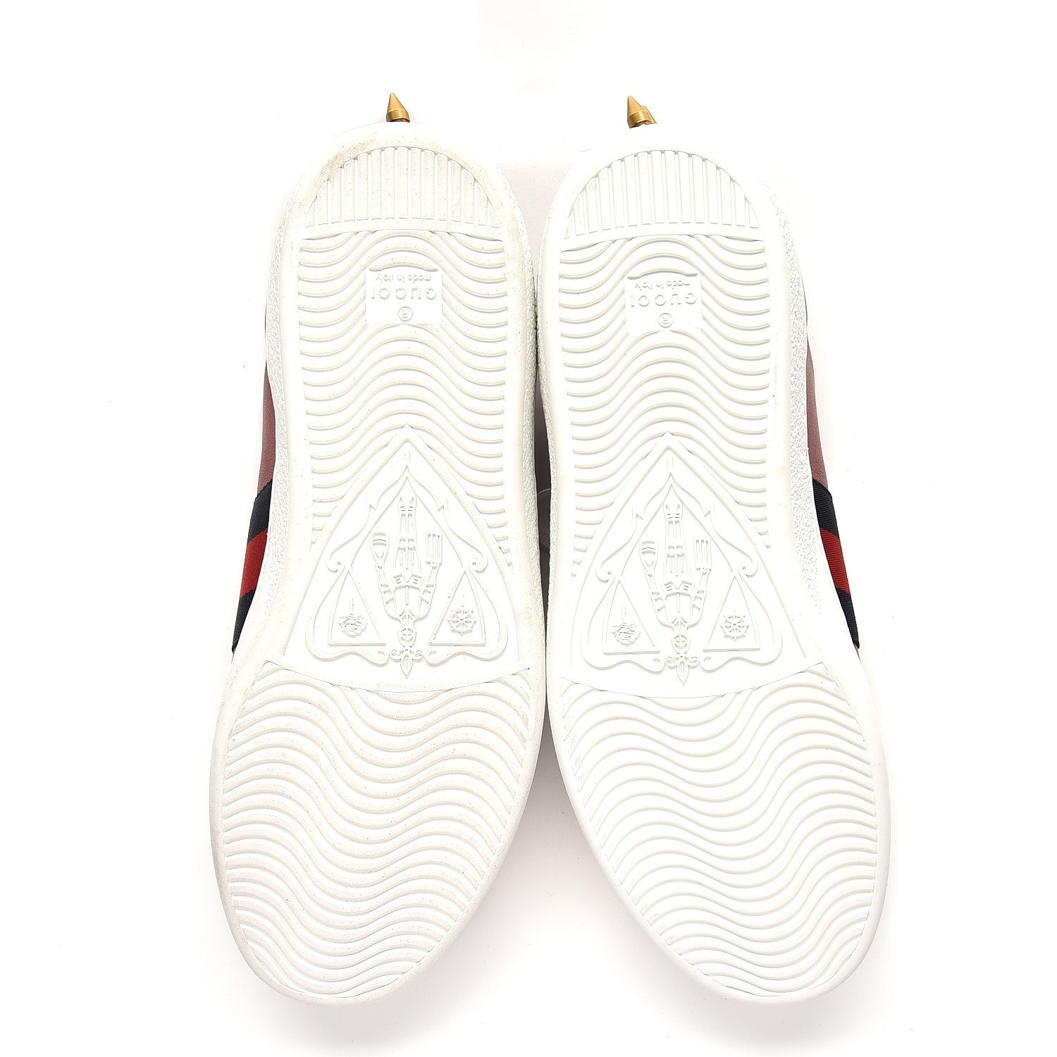 Gucci Calfskin Web Studded Mens Ace Sneakers 10 Red 5 of 10
