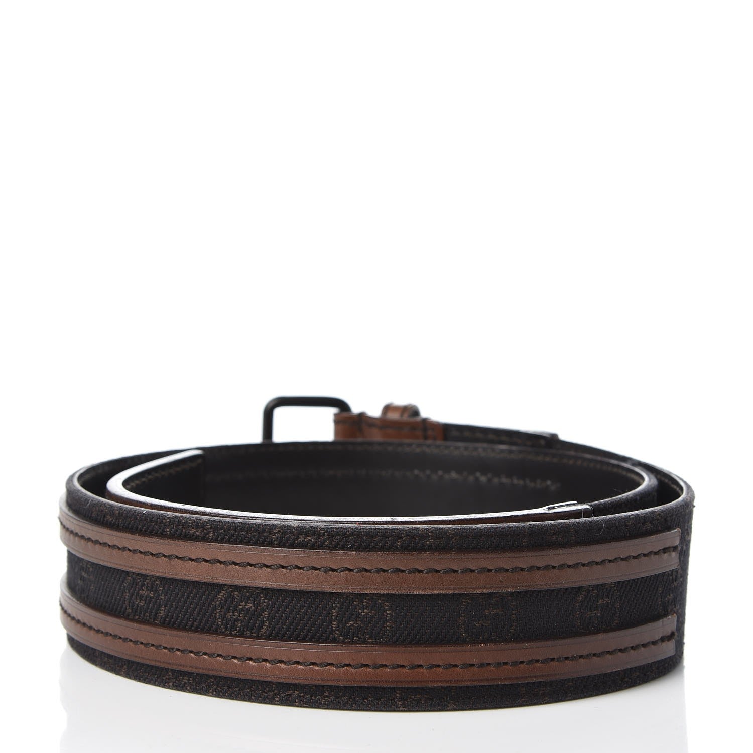 Gucci Calfskin Monogram Belt 80 32 Black Brown 3 of 7