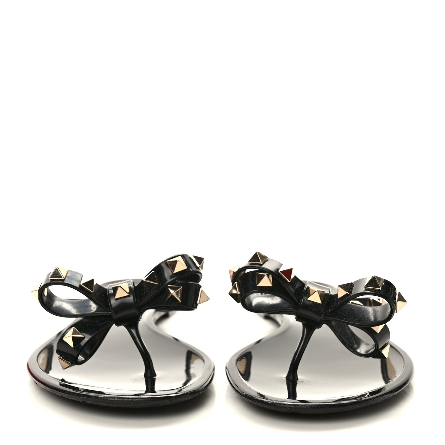 PVC Jelly Rockstud Bow Thong Sandals 41 Black