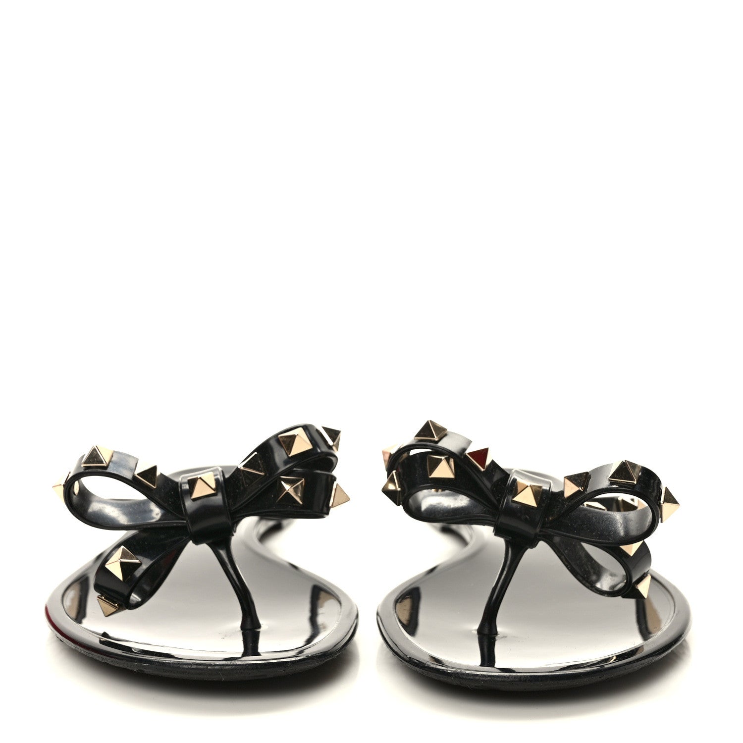 Valentino Garavani PVC Jelly Rockstud Bow Thong Sandals 41 Black 2 of 8