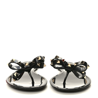 Valentino Garavani PVC Jelly Rockstud Bow Thong Sandals 41 Black 2 of 8