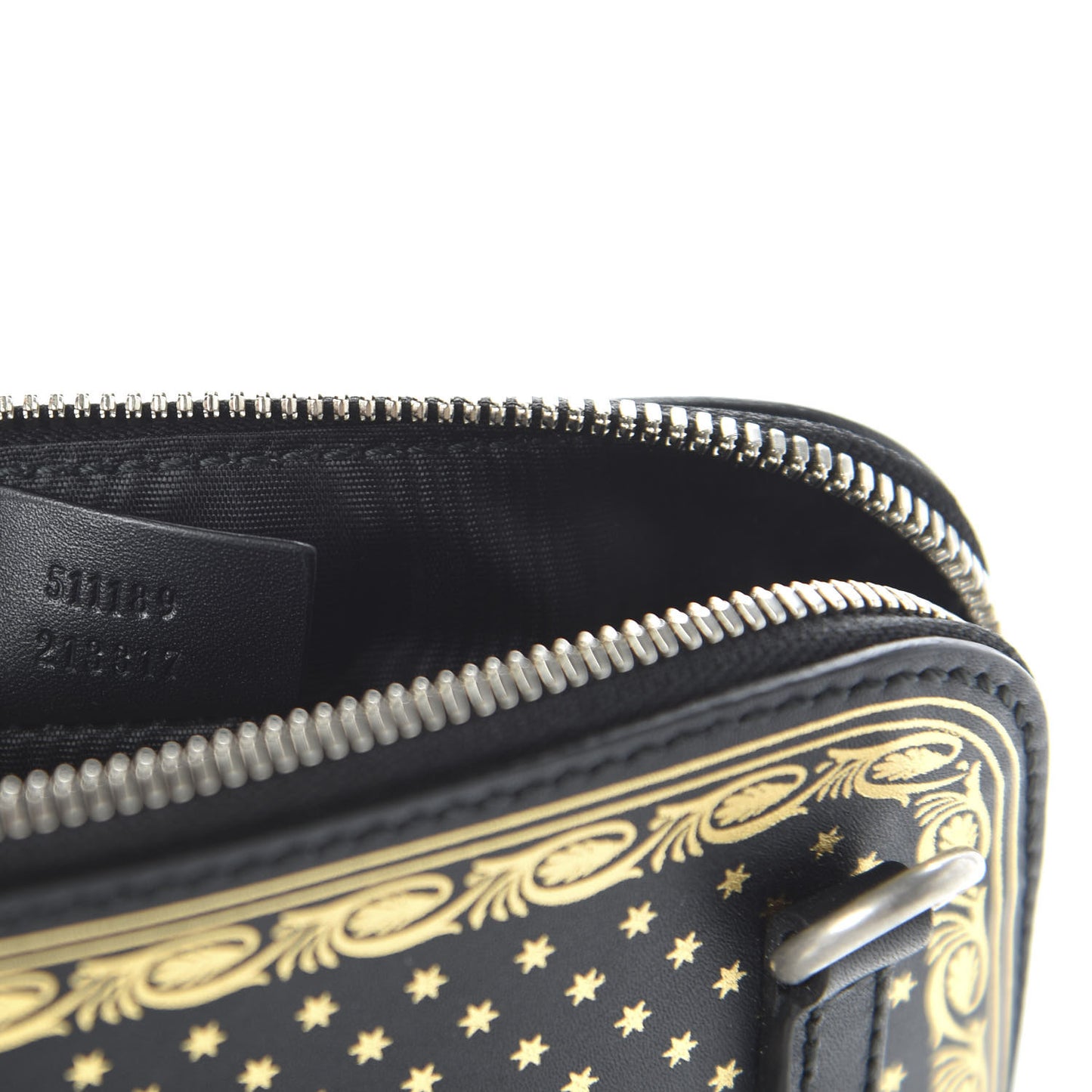 X SEGA Calfskin GUCCY Stars Mini Dome Shoulder Bag Black Gold