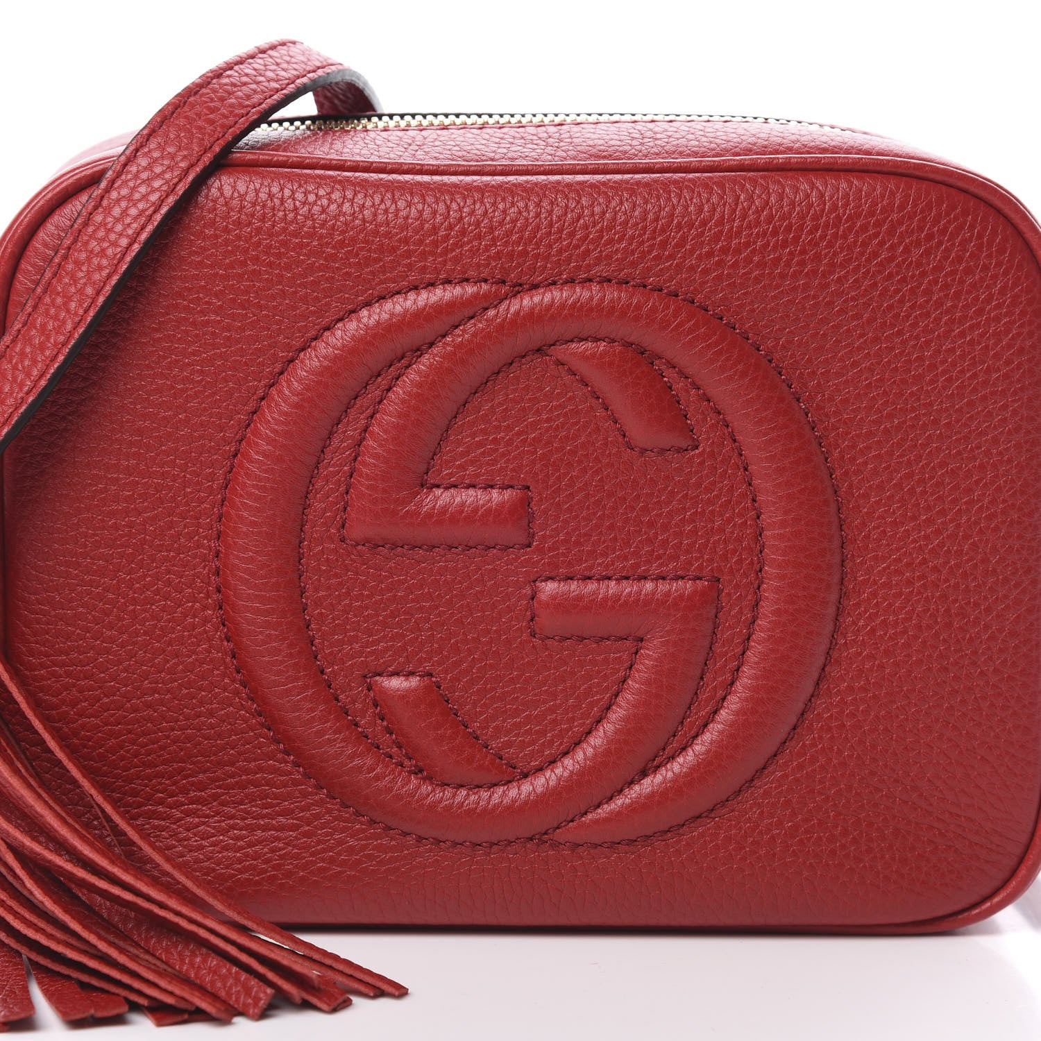 Gucci Pebbled Calfskin Small Soho Disco Bag Tabasco Red 8 of 10