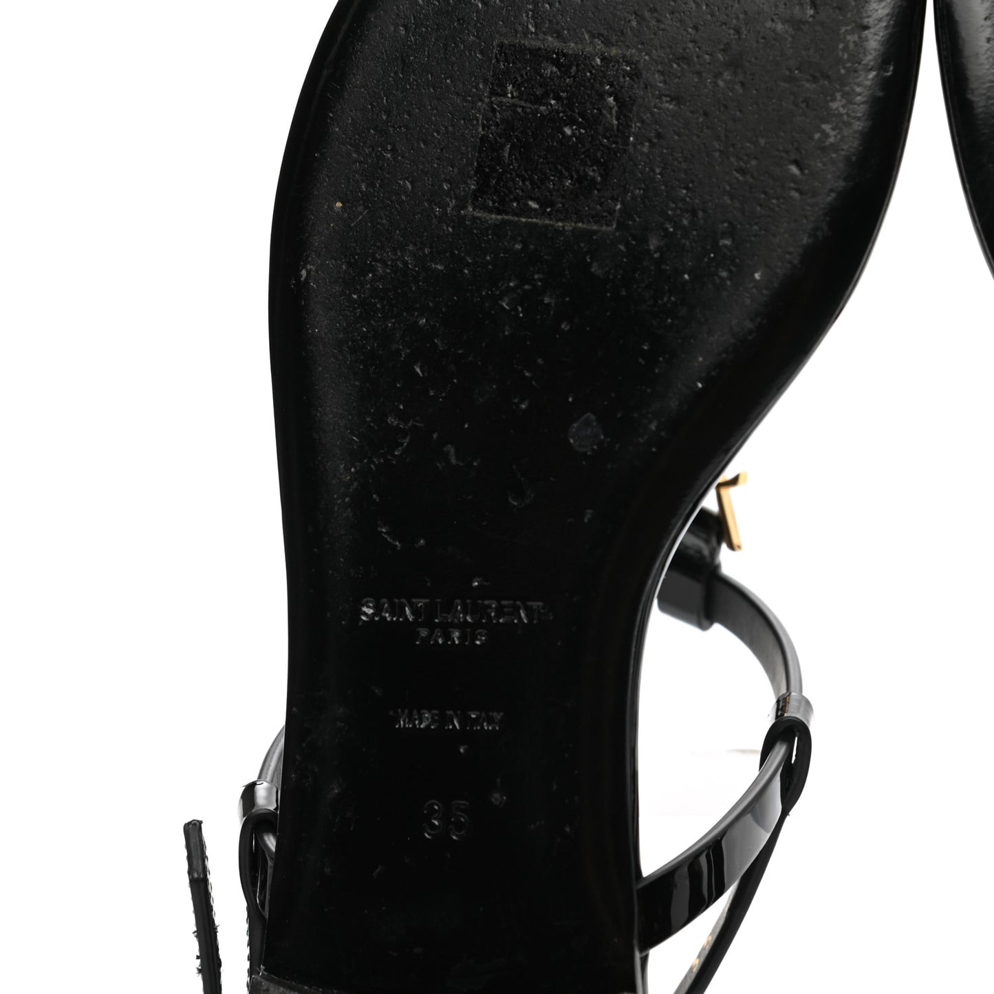 Patent Calfskin Cassandra Monogram Sandals 35 Black