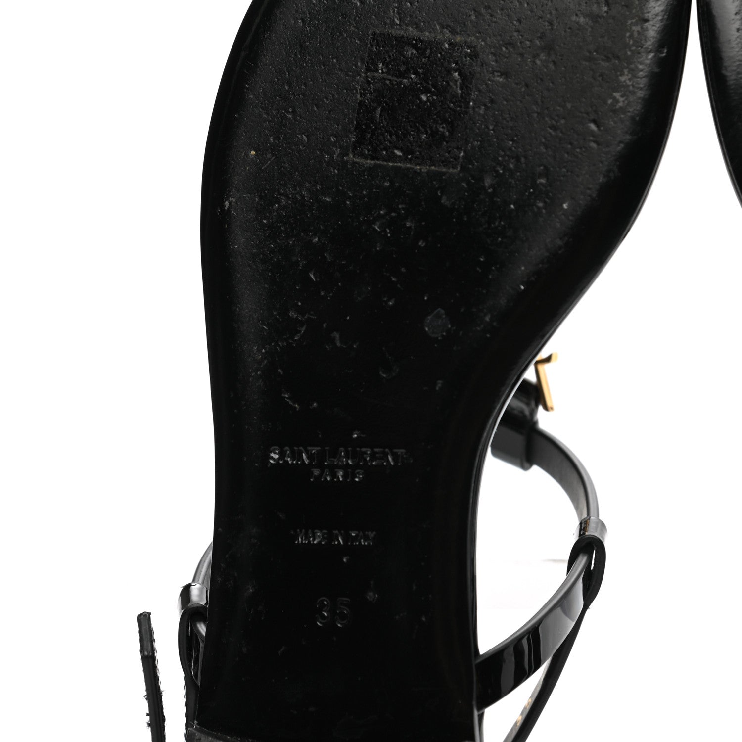 Saint Laurent Patent Calfskin Cassandra Monogram Sandals 35 Black 6 of 9