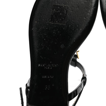 Saint Laurent Patent Calfskin Cassandra Monogram Sandals 35 Black 6 of 9