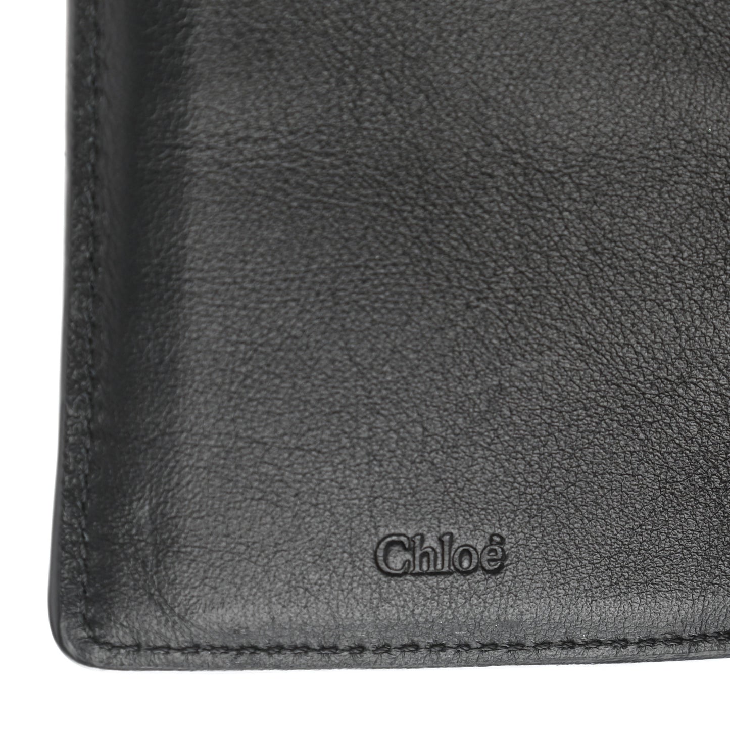 Grained Calfskin Alphabet Compact Wallet Black