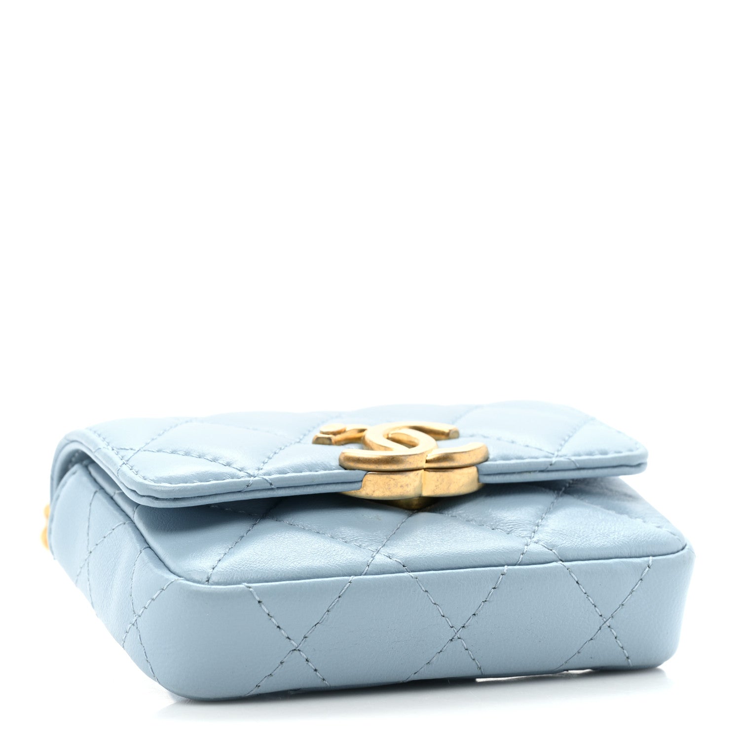 Chanel Lambskin Lacquered Metal Quilted Flap Chain Belt Bag Blue 4 of 12
