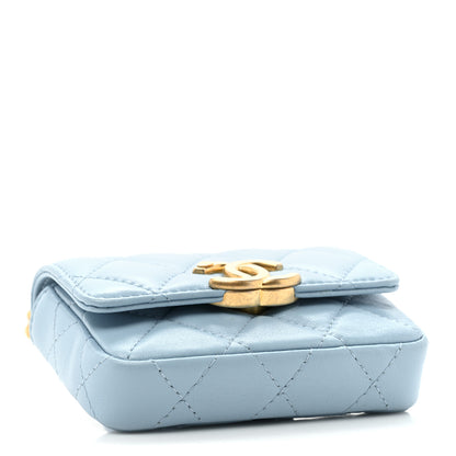 Chanel Lambskin Lacquered Metal Quilted Flap Chain Belt Bag Blue 4 of 12