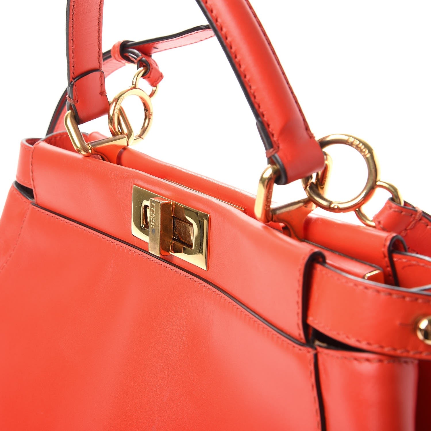 Fendi Vitello Morgan Fabric Jacquard Pequin Medium Peekaboo Iconic Satchel Papavero Tobacco Black 14 of 16