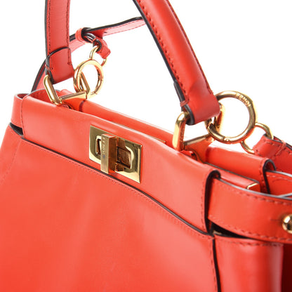 Fendi Vitello Morgan Fabric Jacquard Pequin Medium Peekaboo Iconic Satchel Papavero Tobacco Black 14 of 16