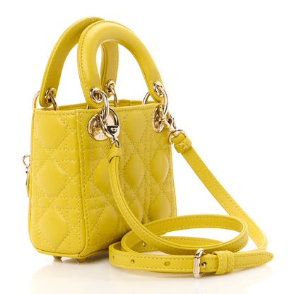 Christian Dior CHRISTIAN DIOR Lambskin Cannage Micro Lady Dior Yellow 3 of 11