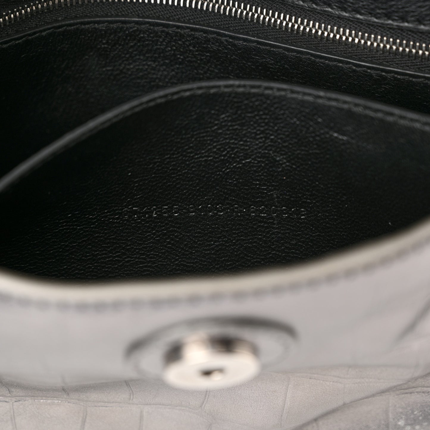 Metallic Calfskin Crocodile Embossed XS Downtown Shoulder Bag Silver