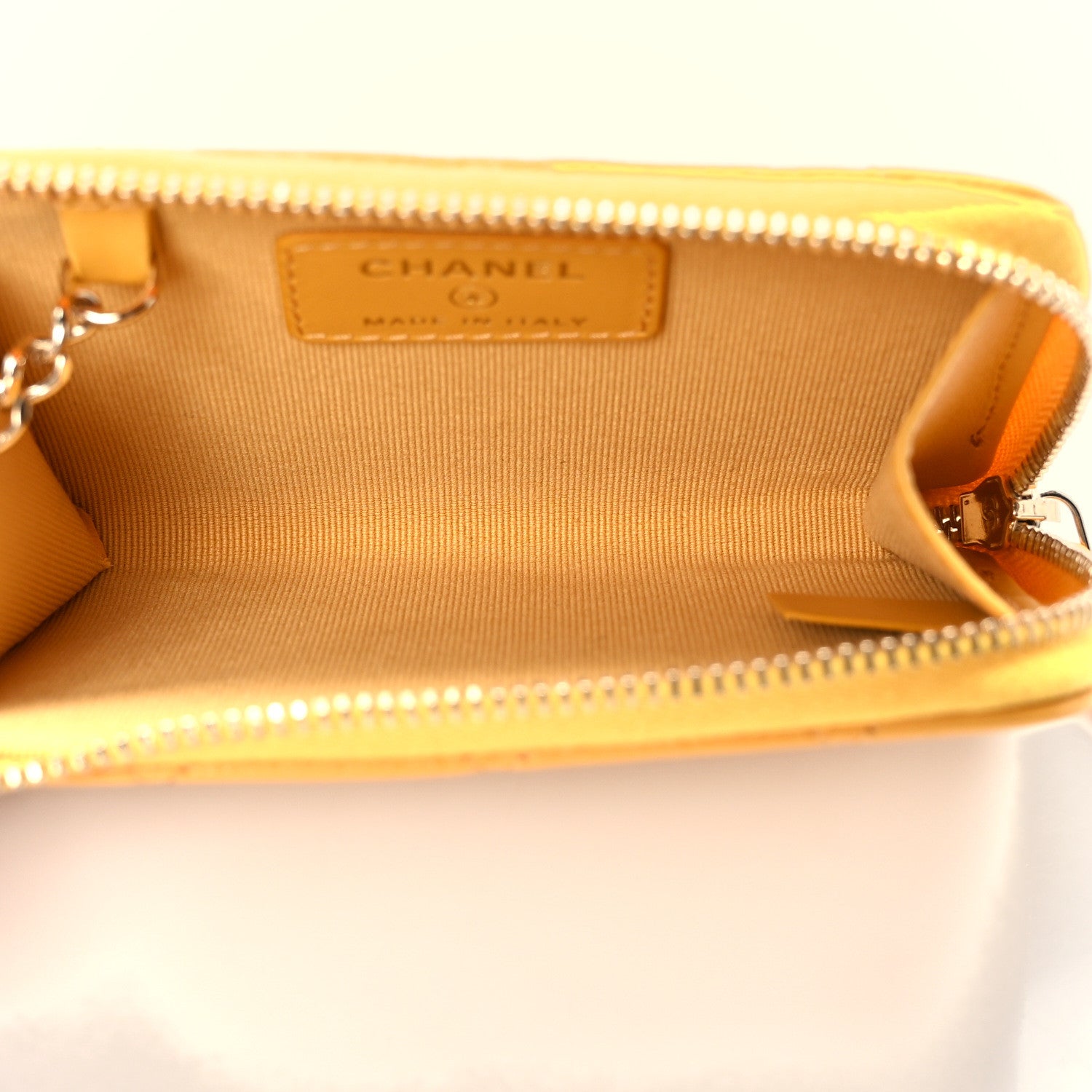 Chanel Caviar Quilted Zipped Key Holder Case Yellow 5 of 8