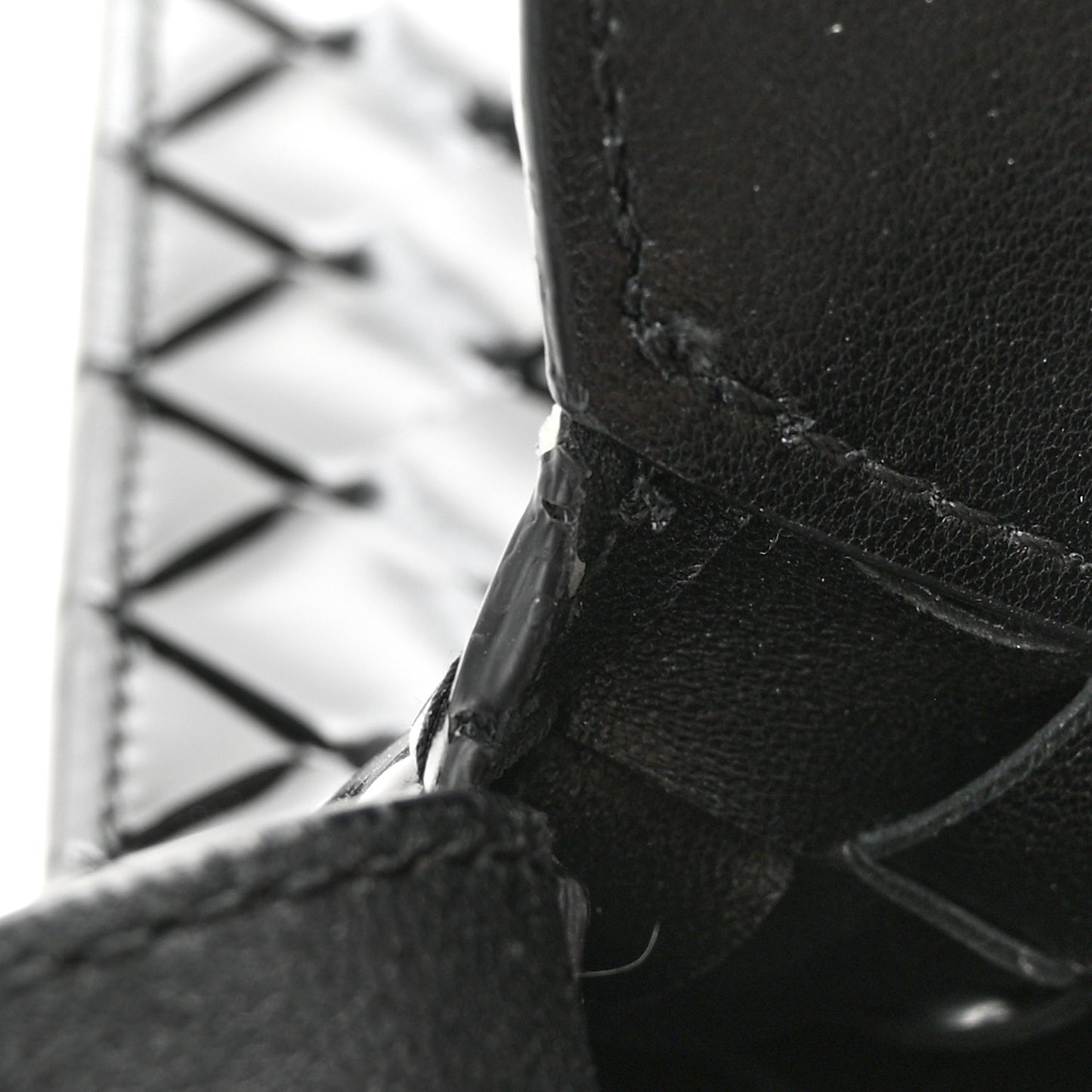 Patent Intrecciato Shoulder Bag Black