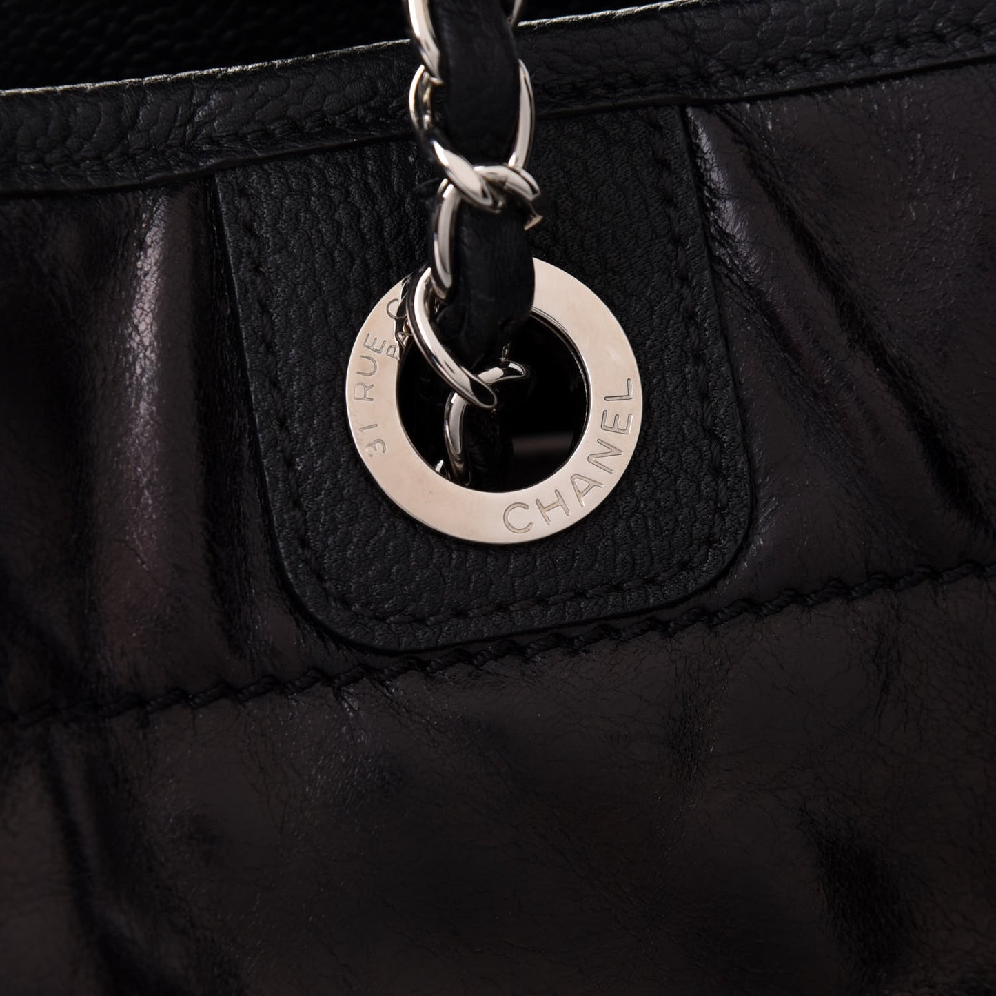 Glazed Calfskin Small Deauville Tote Blue