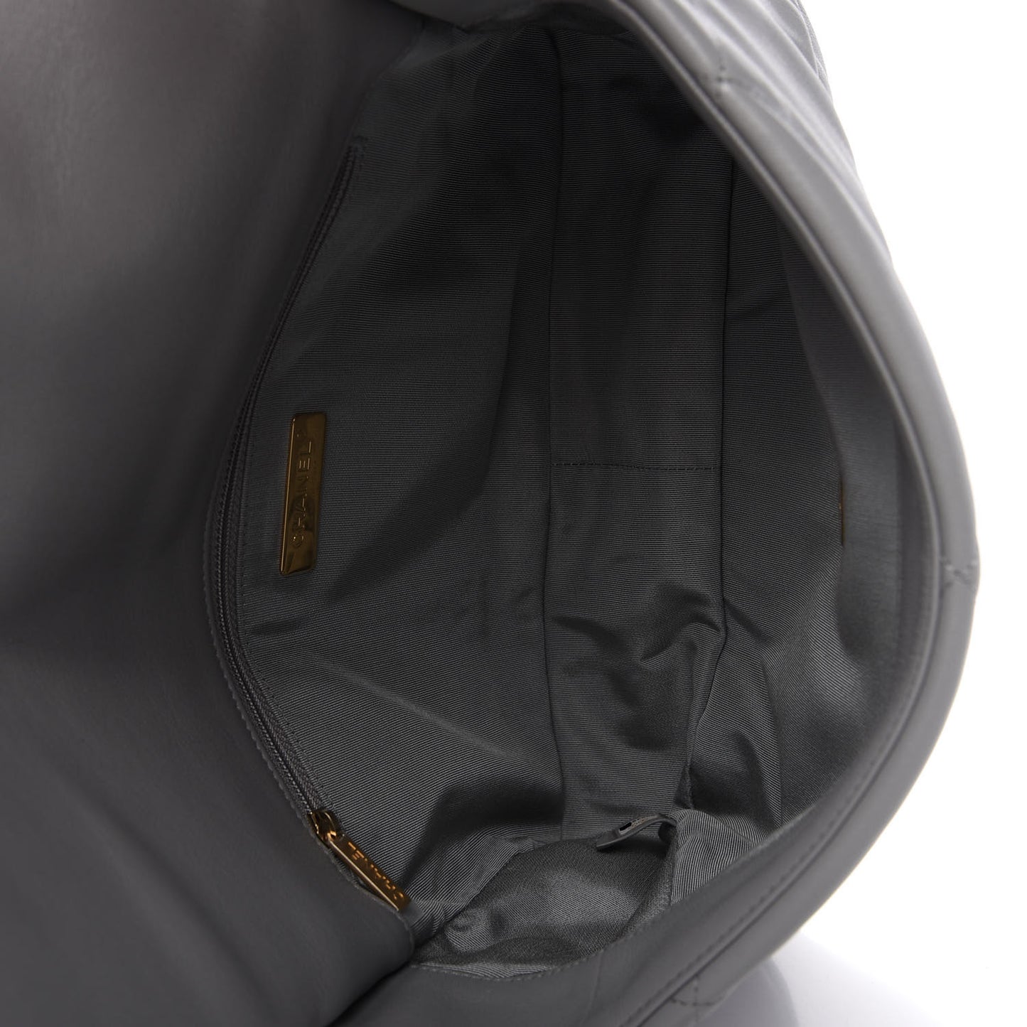 Goatskin Quilted Large Chanel 19 Flap Grey